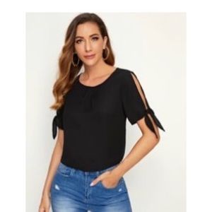 Black cold-shoulder blouse
